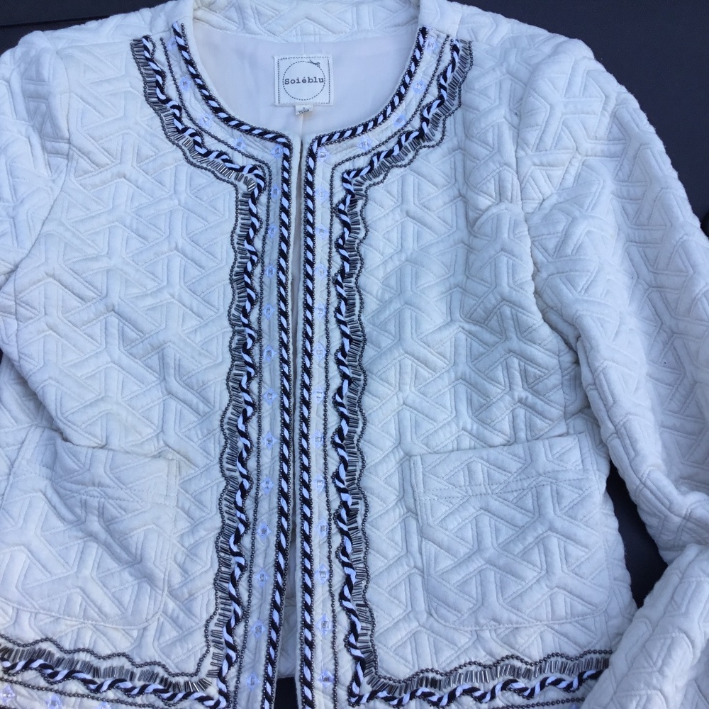 Soieblu cream beaded jacket size L